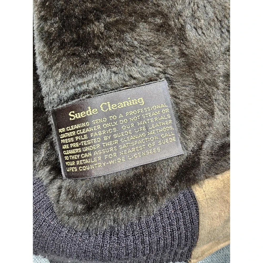 VINTAGE Robert Lewis Jacket Mens 38 Brown Suede Faux Fur Bomber Shearling